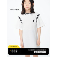 little MO&Co.little moco童装23夏装新款女童假两件短袖纯棉连衣裙KBC2DRST04 本白色 120/56