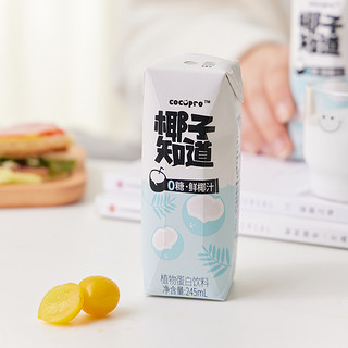 椰子知道椰汁椰奶低GI含电解质早餐0糖鲜椰汁245ml×10瓶