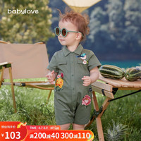 babylove婴儿连体衣夏季薄款宝宝哈衣爬爬服时尚工装婴幼儿外出衣服夏装