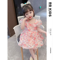 RBスタイル女童夏季连衣裙2023新款洋气女宝宝彩色网纱公主蓬蓬裙子 CN23955-粉色 110cm (建议身高100-110cm)