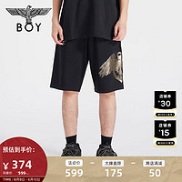 BOY LONDON 潮牌短裤男女同款鹰翼印花黑色宽松运动休闲裤N13006 黑色 M