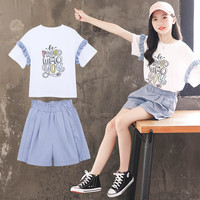 童心觅(TONGXINMI)女童夏装套装2023新款童装洋气网红女孩两件套夏季中大童女装运动 白色 160cm