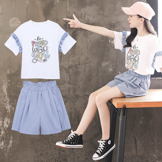 童心觅（TONGXINMI）女童夏装套装2023新款童装洋气网红女孩两件套夏季中大童女装运动 白色 160cm
