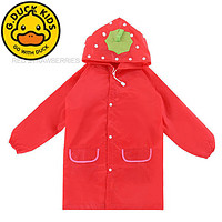 G.DUCKKIDS儿童雨衣幼儿园男童女童雨衣小学生防水加大雨披三岁四岁五岁六岁 红色草莓(适合90-120身高)