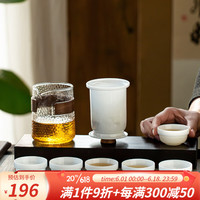 祥业高端冰种白玉瓷旅行茶具套装户外旅游露营便携轻奢高档茶壶快客杯 锤纹冰种玉瓷快客杯6杯+旅行包