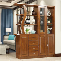 贵妃实木间厅柜客厅玄关柜门厅柜装饰隔断酒柜中式双面屏风现代储物柜 实木间厅柜1.5米 胡桃色