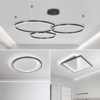 灯宴客厅吊灯现代简约大气圆环组合全屋灯具套餐创意极简卧室灯餐厅灯 套餐2 两室一厅/60+80+100