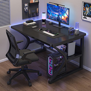 人文成家 电脑桌台式家用电竞游戏桌椅一套办公书桌简约卧室成人工作桌子 碳纤维纹理色80cm