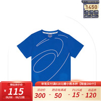 asics亚瑟士童装夏季新款男女圆领舒适纯棉休闲运动印花短袖T恤 404_蓝色 110cm
