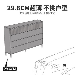 中邸进门入户门正对玄关柜置物柜30小户型轻奢客厅超薄斗柜极窄过道柜 80*30cm五斗柜/高级灰+岩板