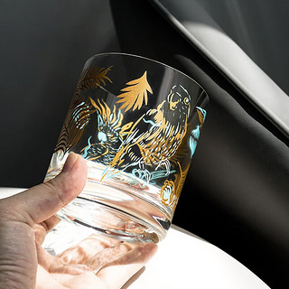 BOHEMIA捷克进口水晶绘画威士忌杯现代小清新欧式酒杯情侣对杯 加勒比海之梦蓝色 2支