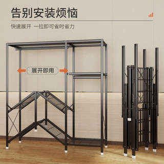 皇冠达免安装折叠衣柜简易衣柜全钢架单人布衣柜钢管加粗出租房布艺衣橱 全钢架+9分钟装完 宽140x深45x高165cm