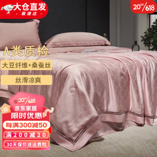 KooWispoA类LF级兰精天丝51%大豆纤维空调被冰丝薄夏被莱赛尔夏凉被4件套 艾丽莎粉 200*230cm夏被+枕套