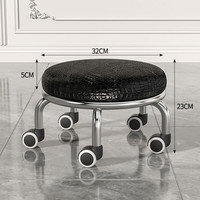 非洲鹰（feizhouying）带滑轮矮凳成人换鞋凳万向轮便携多功能美缝圆凳小凳子软凳 黑鱼皮纹