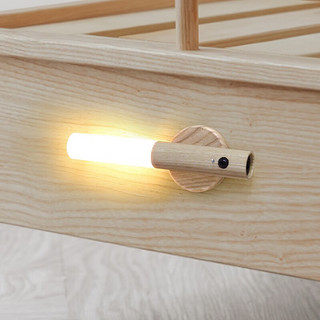 鹿家良品（LUUGAA）长条原木壁灯木质磁吸镜前灯创意小夜灯卧室床头灯具 胡桃木长条壁灯暖光4w