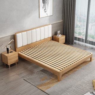摩高空间 现代简约主卧实木床家用皮床成人小孩床单人床大床 1.2米床20233
