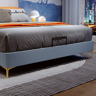 水星青少年床 皮床轻奢现代简约小户型单人床软包床 1.35*2.0米 单床