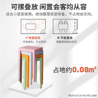 桓孟塑料凳子加厚餐凳方凳高椅子可叠放摞叠 升级款抹茶绿实心腿