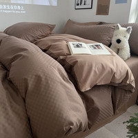 眠度床上四件套纯棉100%60支长绒棉提花贡缎全棉宿舍床单被套床笠床品 金棕色 1.5/1.8m床四件套