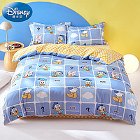 迪士尼（Disney）亲肤裸睡三件套 学生宿舍单人床上用品0.9/1.2米床套件床单被套被套150*200cm 唐老鸭