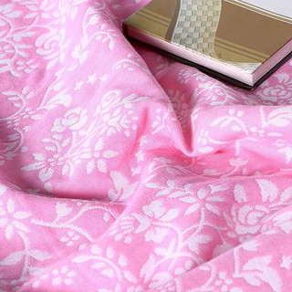 左岸春天毛巾被纯棉夏凉午睡毯薄空调被双层纱布毯子夏季学生成人全棉盖毯 和风粉色 150*200cm