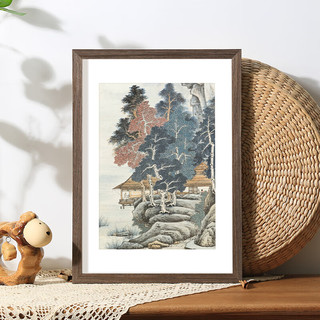森淼实木a4相框摆台国画书法字画装裱挂墙画框素描油画定制木质外框 棕褐色 12寸挂摆两用--可放25.4*30cm