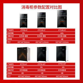 奥克斯（AUX）茶具碗筷消毒柜 小型台式红外线烘干茶杯消毒柜家用 办公室食堂酒店餐饮消毒碗柜ZTP60-A07