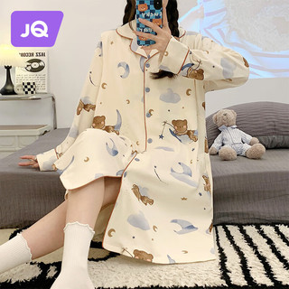 婧麒（JOYNCLEON）哺乳睡裙夏季纯棉月子裙睡衣孕妇生产进产房大码可喂奶家居服 粉色_Jyz52853 XXL