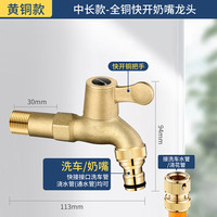 起点如日全铜带锁水龙头室外防冻防偷水家用洗衣机奶嘴4分6分快开钥匙水嘴 铜本色水枪嘴