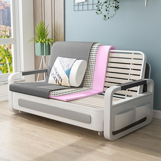 匠品小屋沙发床两用可折叠多功能小户型伸缩布艺双人储物 0.8米款+2个抱枕