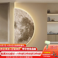 好久不见 月球玄关装饰画led氛围灯画侘寂风过道走廊挂画高档砂岩肌理壁画 月球漫旅-A款 80*40 颗粒感砂岩(无灯)