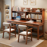 聚林鸟实木书桌书架一体桌简约学生学习桌双人初中生写字台电脑桌办公桌 单桌 180*60*119CM