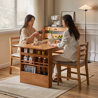 爱必居实木餐桌日式折叠吃饭桌子小户型饭桌可伸缩长桌 樱桃木色-单桌