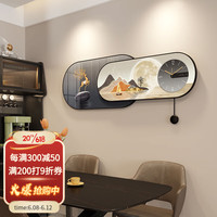 纪恒暄餐厅装饰画带钟表挂墙饭厅背景墙时钟挂画现代轻奢客厅餐桌挂壁画 02-C-福禄枝头 占墙尺寸：120*40cm