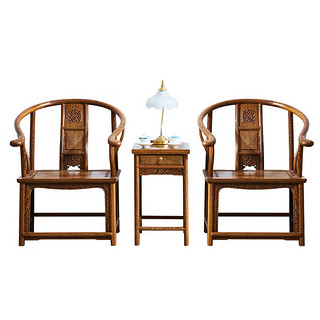 唐煌轩红木家具非洲鸡翅木(学名:非洲崖豆木)圈椅三件套实木椅子 组合2