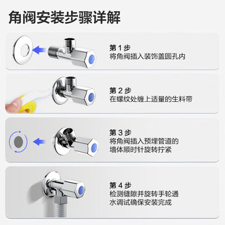 九牧（JOMOO）角阀精铜加厚陶瓷阀芯八字阀三角阀冷热角阀套装74055/44055 赠生料带