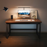立太（LEADTEK）实木电脑桌台式家用学生学习桌写字桌简易书桌大桌子工作台 北美黑胡桃+黑架100CM