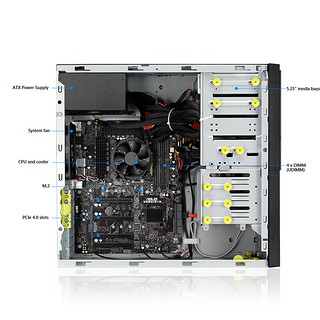 华硕（ASUS）E500 G7 酷睿I9 11900K 3D模型渲染 塔式服务器工作站台式电脑主机 准系统（不含CPU 内存 硬盘） NVIDIA A5000 24G *2