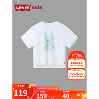 Levi's 李维斯 童装女童卡通短袖T恤夏季儿童拼纱短款上衣 奶白 120/60(6)