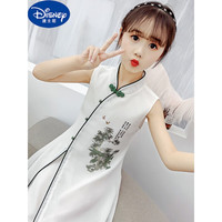 迪士尼（Disney）汉服女童旗袍夏装2023儿童中国风古装裙子女孩洋气夏季连衣裙 119款白色 110码建议身高100cm左右