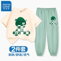 真维斯男童运动套装夏季男孩宽松长裤新款儿童潮流两件套薄款夏装 KUI91 160