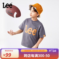 李 Lee童装男女儿童短袖T恤2023新品夏季纯棉立体厚板印花打底衫上衣 炭灰色 110