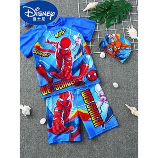 迪士尼（Disney）儿童泳衣男童女童夏季游泳衣海滩奥特曼分体泳裤男孩宝宝套装 泳衣+泳帽+泳镜 120cm