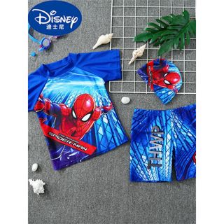 迪士尼（Disney）儿童泳衣男童女童夏季游泳衣海滩奥特曼分体泳裤男孩宝宝套装 泳衣+泳帽+泳镜 120cm