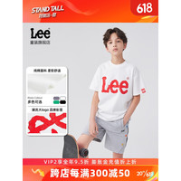 李 Lee童装男女儿童短袖T恤2023新品夏季纯棉立体厚板印花打底衫上衣 白色 110