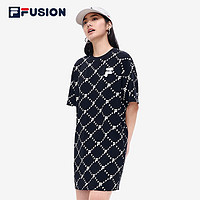 FILA FUSION FILAFUSION 斐乐潮牌女子连衣裙2022夏时尚裙子老花印花连衣裙