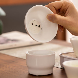瓷牌茗茶具（cipaiming teaset）德化白瓷茶具家用户外出差泡茶套装耐高温防烫功夫茶杯整套 《矮盖碗》风铃杯锦云公杯10+盘