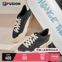 FILA 斐乐 FUSION斐乐潮牌POP2代女鞋帆布鞋2023休闲板鞋运动鞋黑色