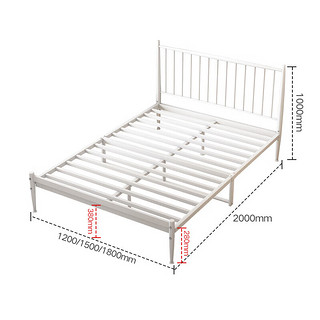 苏美特铁艺床现代简约公寓床铁床家用宿舍酒店民宿单双人床1.2米白色