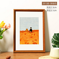 花衣裳(HUAYISHANG)简约实木画框挂墙相框装裱挂墙水彩素描展示画装裱油画外框可定制 深咖色-2813款 A4摆挂两用